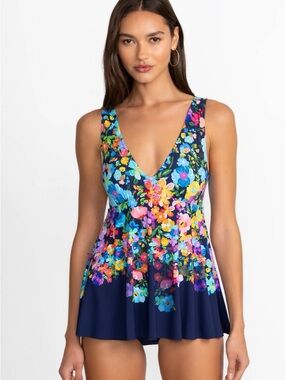 WILD BLOOM BACK TIE SKIRTED ONE PIECE